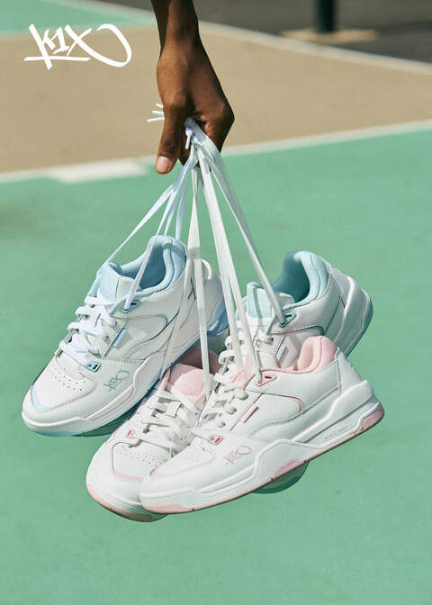 K1X Glide Sneakers in white with light blue or pink details, for Women