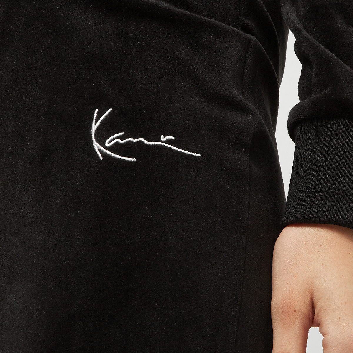 Karl Kani Small Signature Flared Velvet Pants Trainingsbroeken Dames Black maat: XS beschikbare maaten:XS