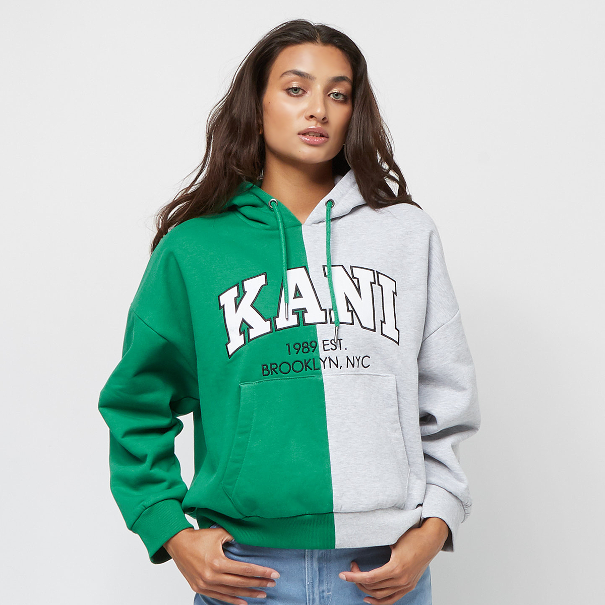 Karl Kani Serif Block Os Split College Hoodie Hoodies Kleding green grey maat: L beschikbare maaten:XS S M L