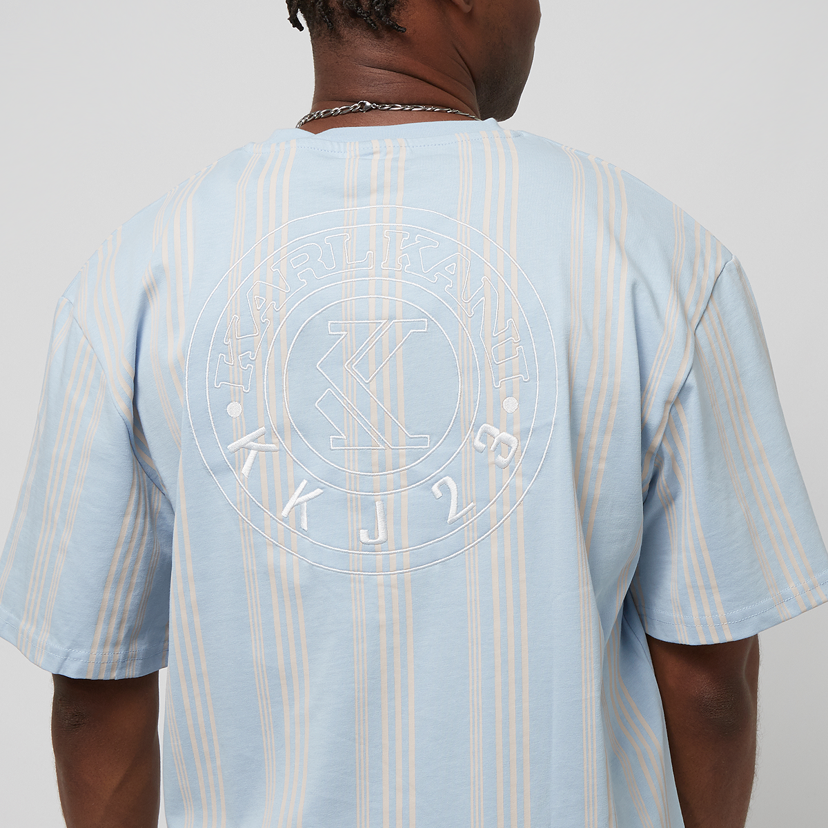 Karl Kani Small Signature Striped Tee T-shirts Kleding light blue off white maat: S beschikbare maaten:S
