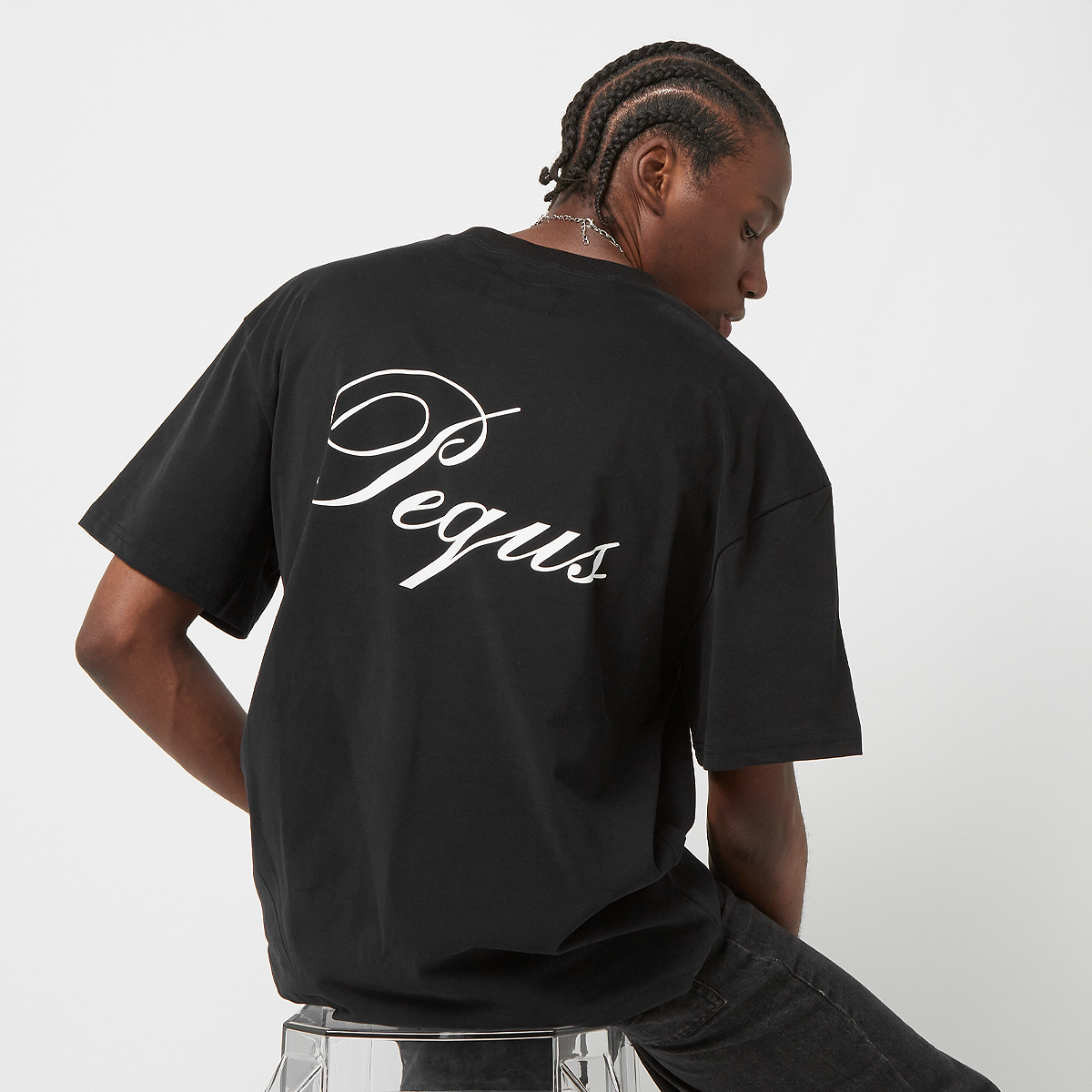 Pequs Handwritten Logo T-shirt T-shirts Kleding Black maat: L beschikbare maaten:XL S L