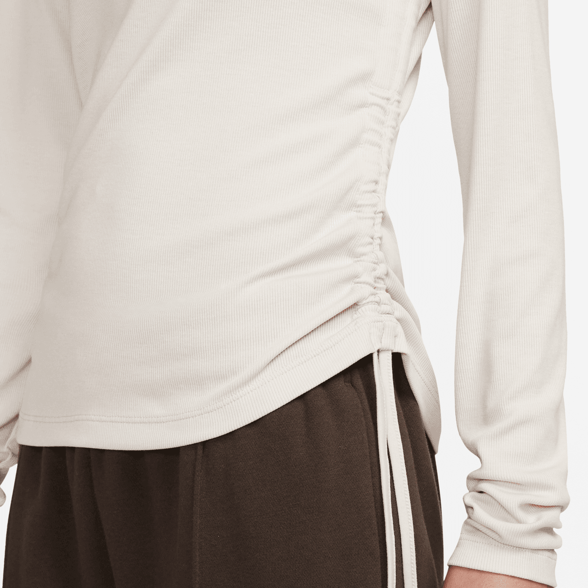 Nike Sportswear Essential Rib Longsleeve Mod Crop Top Longsleeves Dames lt orewood brn sail maat: XS beschikbare maaten:XS S M L XL