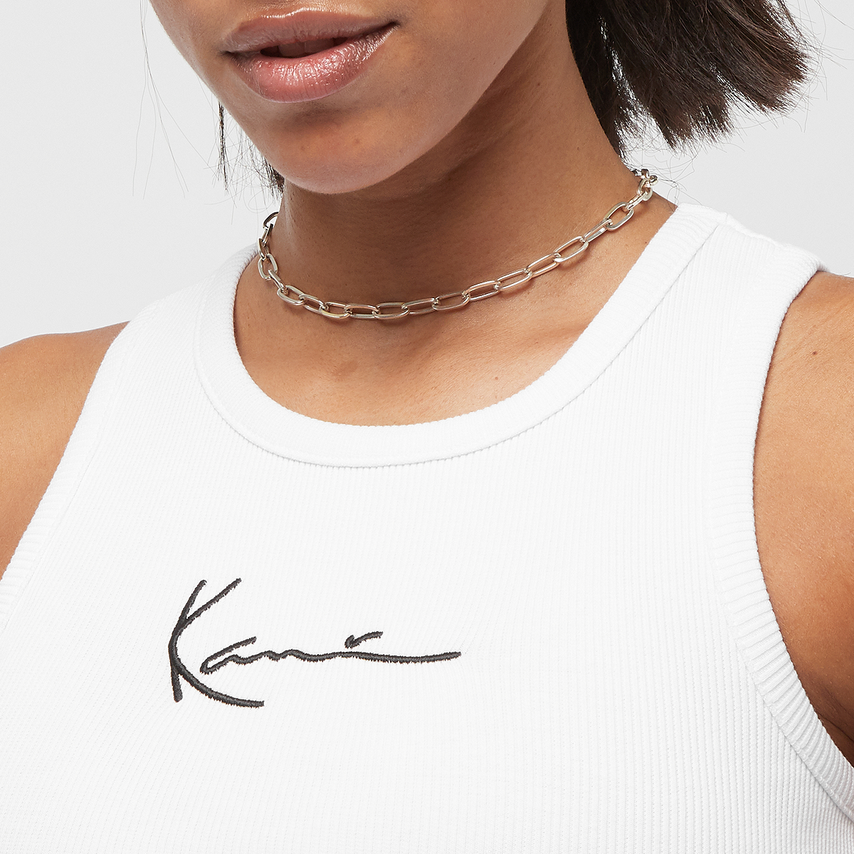 Karl Kani Small Signature Essential Racer Rib Top Tops Dames white maat: XS beschikbare maaten:XS L XL